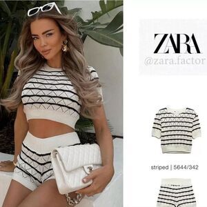 ZARA NEW WOMAN STRIPED KNIT SHORTS